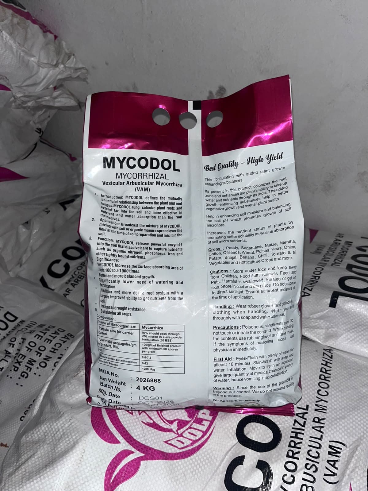 Back label of MYCODOL pack